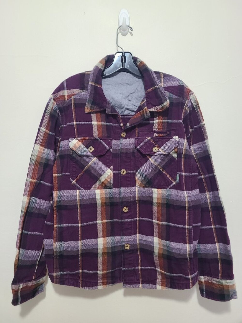 Stio Snap Shirt Jacket Men's M Purple Plaid Thick Flannel